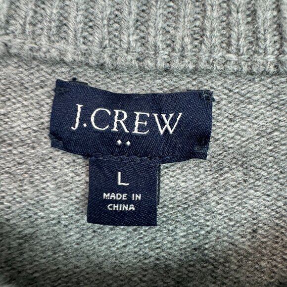 J Crew Factory Lambswool Blend Large Fair Isle Crewneck Sweater Gray pullover - Picture 6 of 8